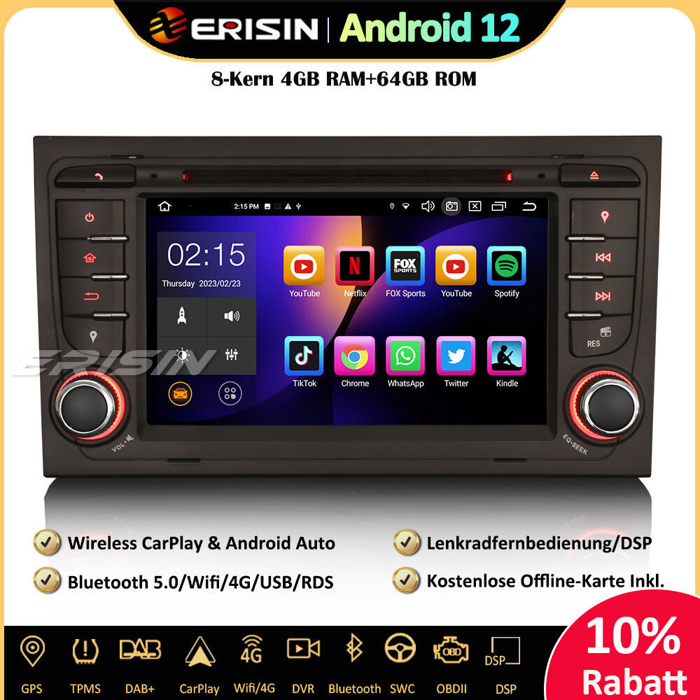 7-Zoll-Wireless-Carplay-Android-Auto-Touch-Monitor  Stereo-GPS-Navigationssystem mit Bluetooth-Unterstützung HD-Videoanzeige  der Rückfahrkamera
